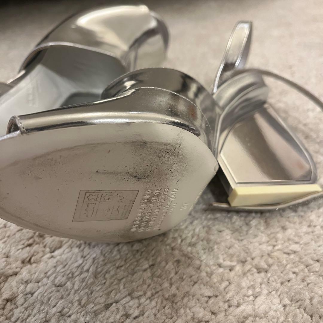 美品 Maison Margiela マルジェラ シルバーオープントゥサンダル