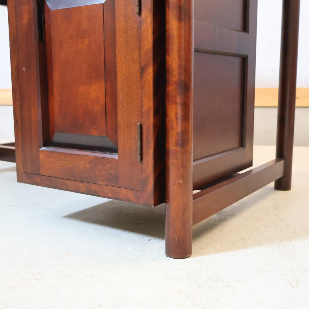 九州民芸家具 つくし工芸 書斎机 袖机 デスク ミズメザクラ無垢材 クラシック