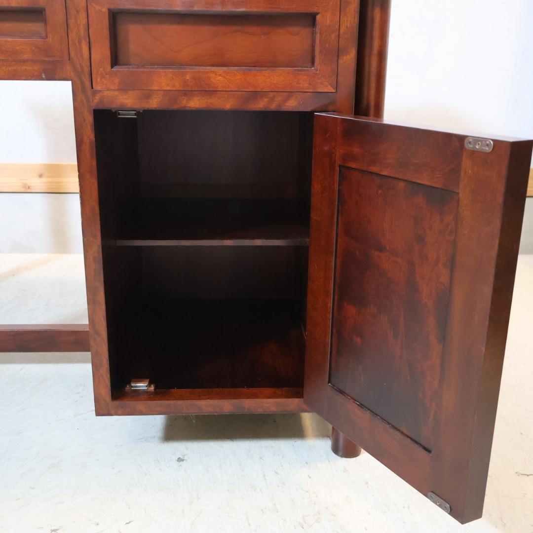 九州民芸家具 つくし工芸 書斎机 袖机 デスク ミズメザクラ無垢材 クラシック