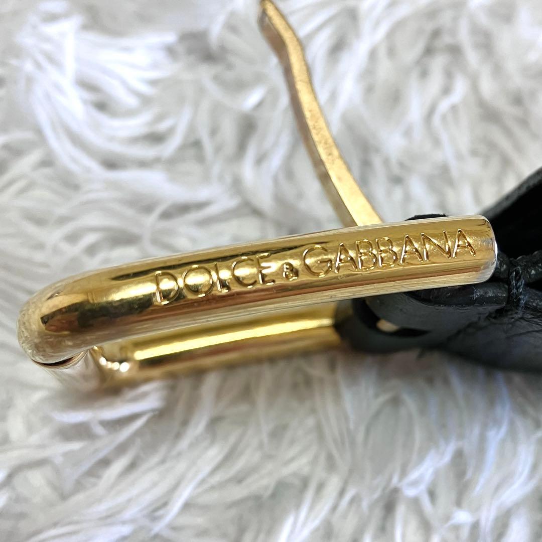 美品 ドルチェアンドガッバーナ ゴールドプレート ベルト ブラック レザー