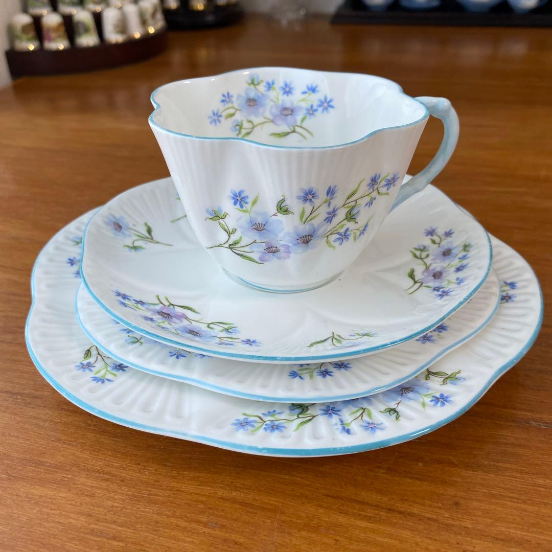 シェリー　ブルーロック　カップ　ソーサー　プレート2枚　カルテット