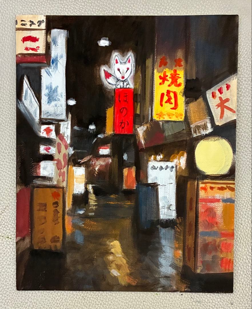 合作アクリル画　イワフネカナメ x モモ