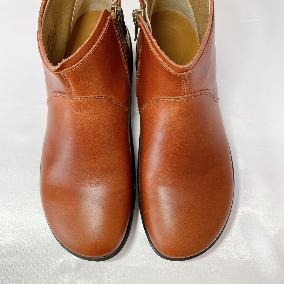 ビルケンシュトック ベニントン 38 ショートブーツ ブラウン サイドジップ本革