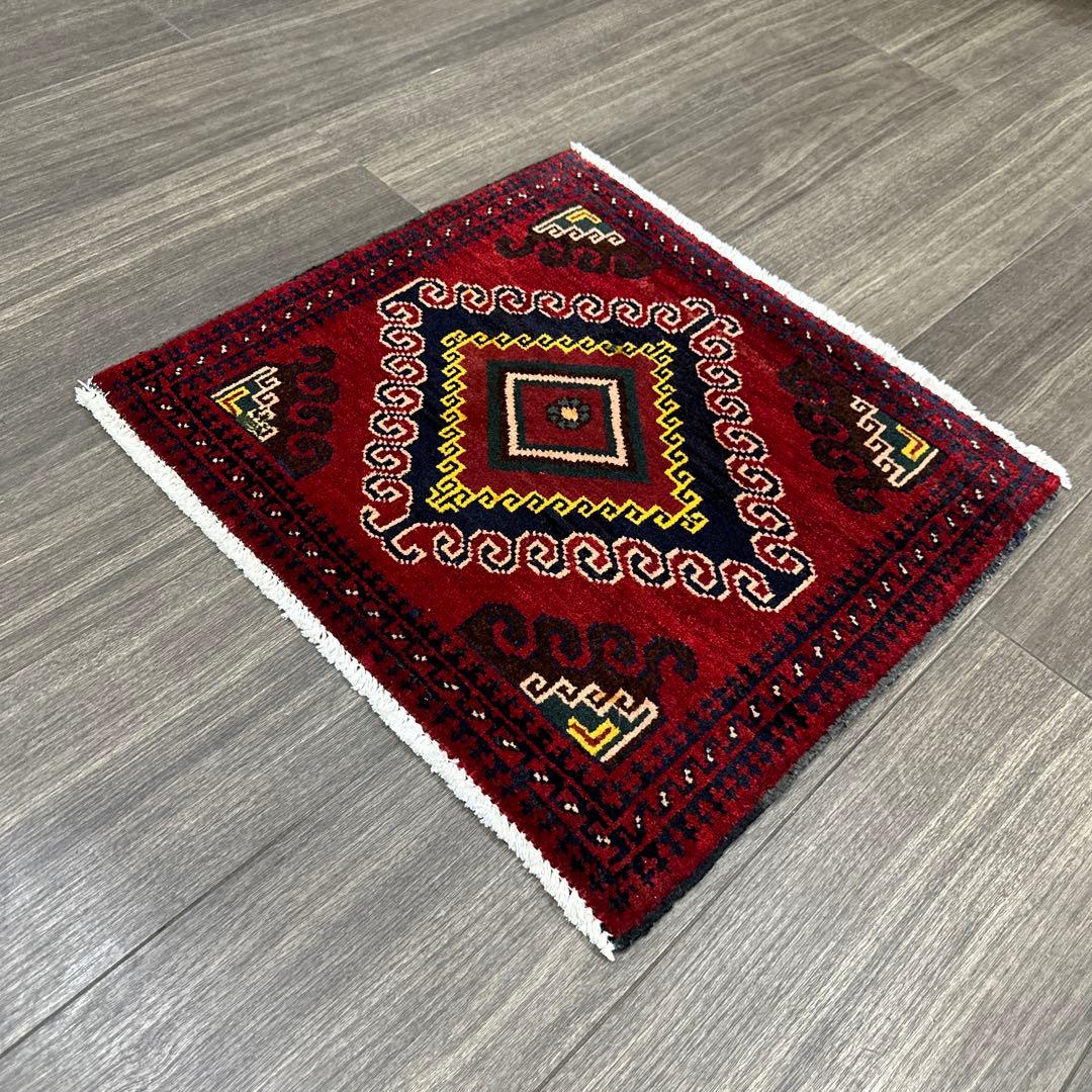 53x51cm トライバルラグ手織り絨毯ヴィンテージ ラグ❣️sale❣️