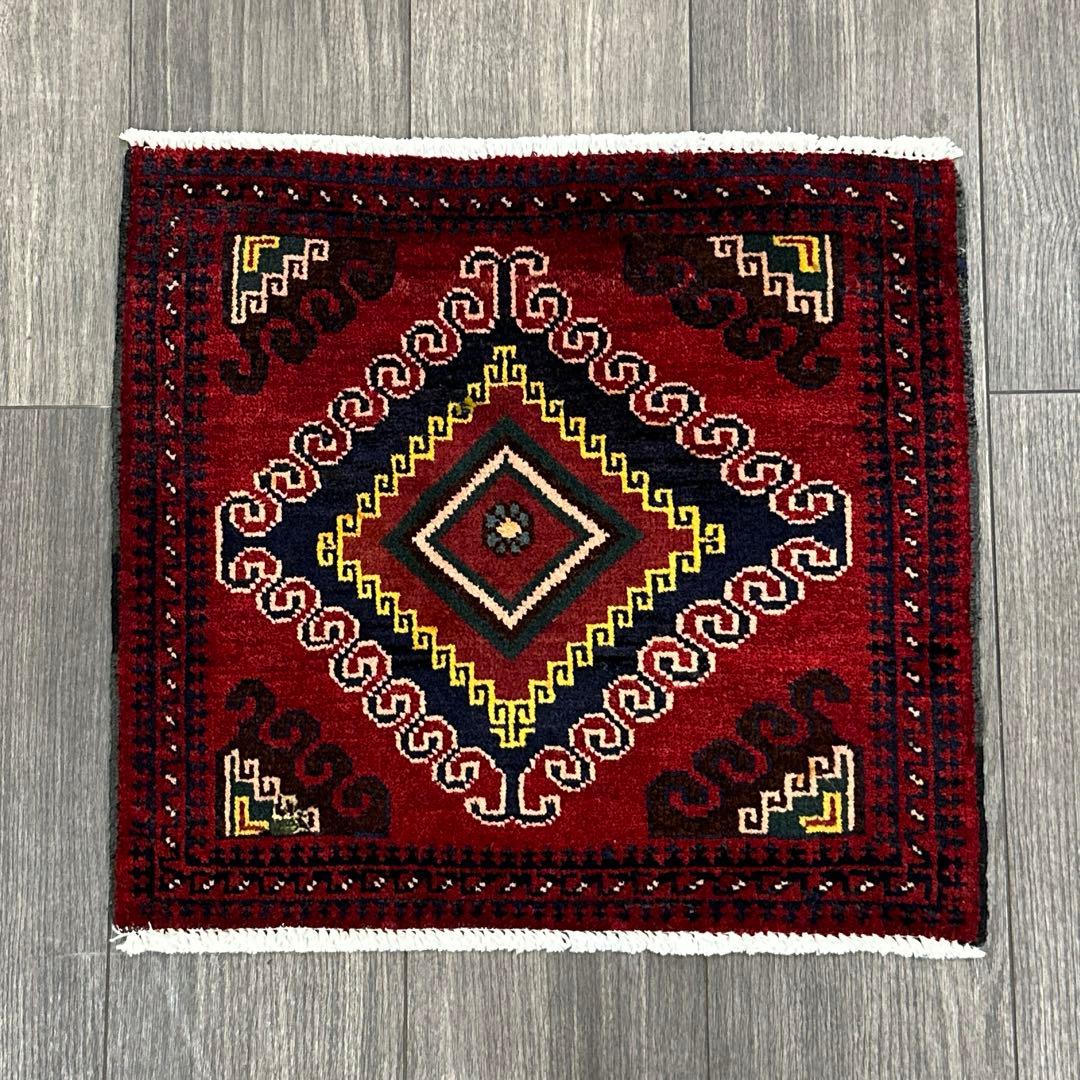 53x51cm トライバルラグ手織り絨毯ヴィンテージ ラグ❣️sale❣️