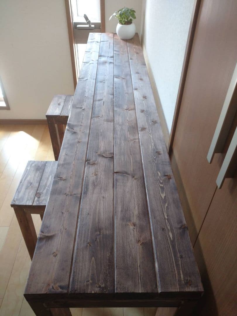 【さぶぞう】120×53 86カウンターテーブル 無垢材　アンティーク風　木目調