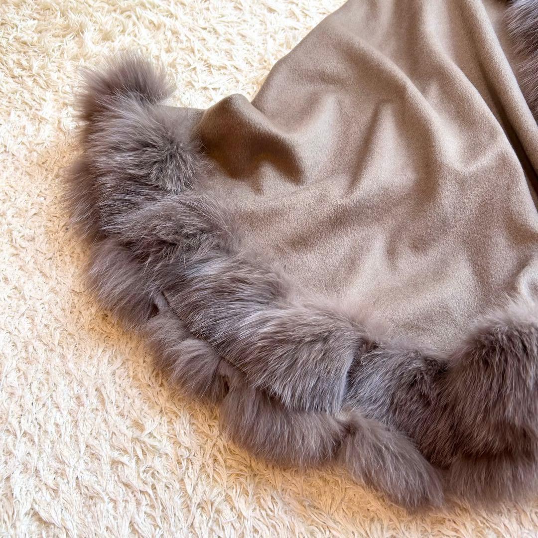 【極美品✨️】SAGAFURS カシミヤ 100% 本毛皮 フォックス ポンチョ