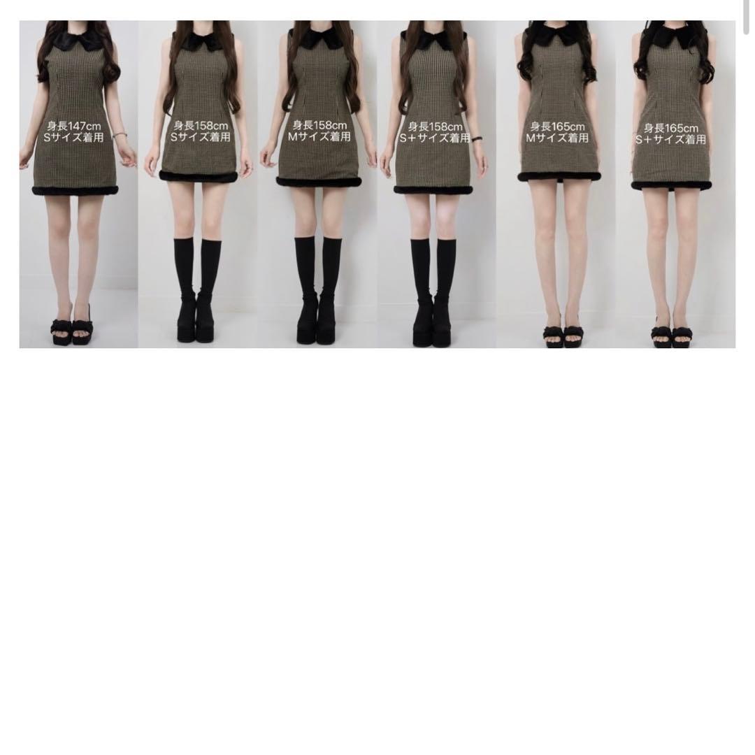 ワンピース Lumignon fur collar mini check dress