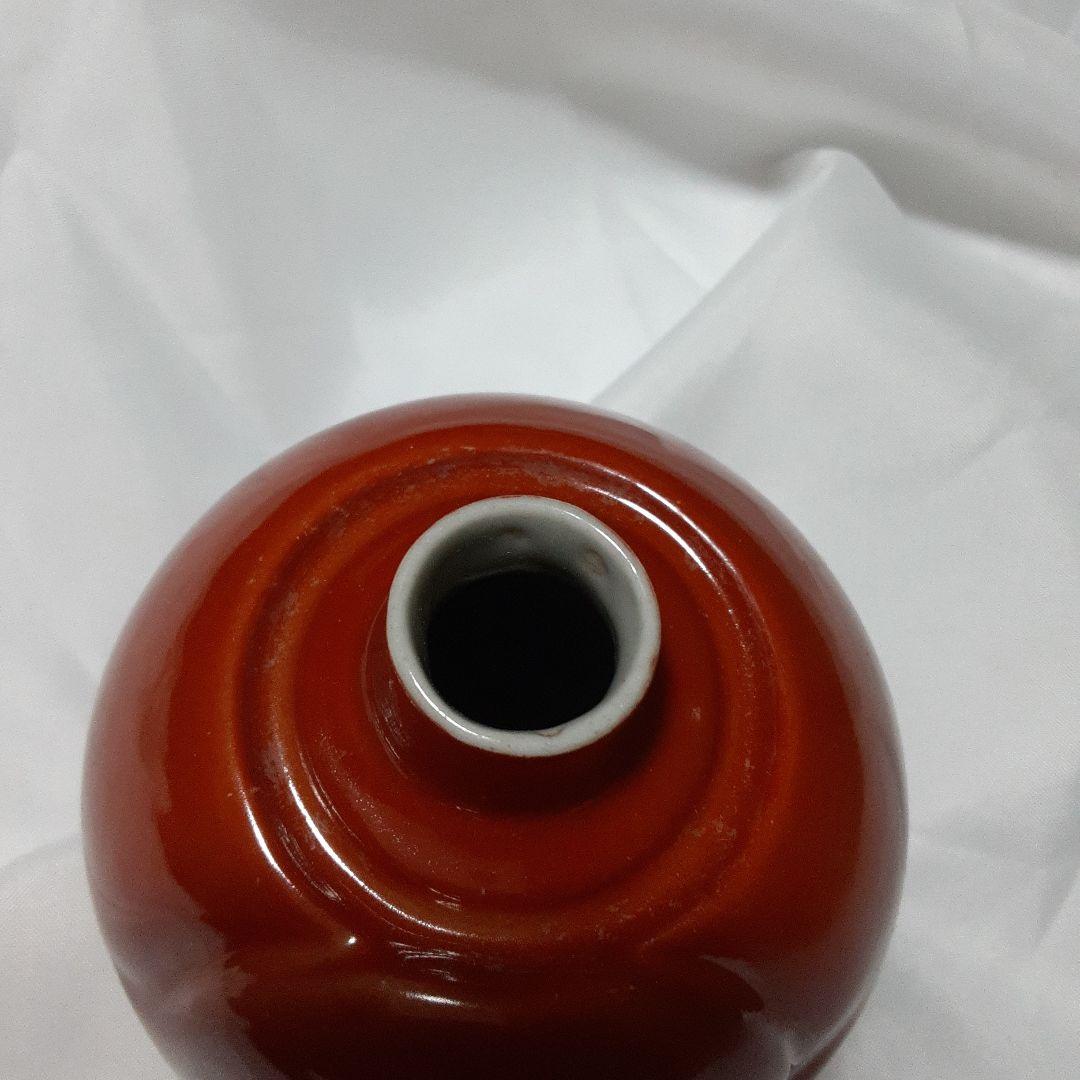 赤い球形花瓶有田焼辰砂釉