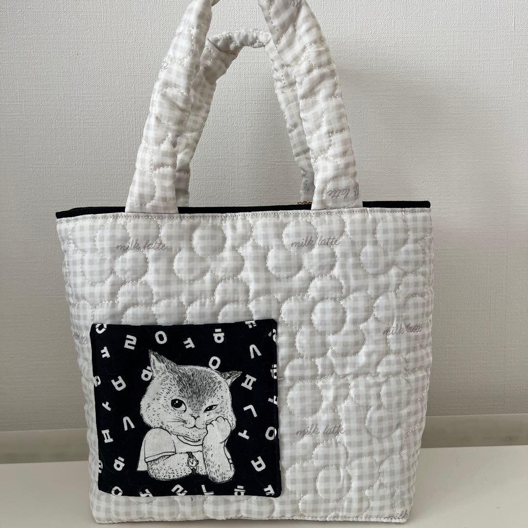 【ご確認中】黒猫コヤンイサムチョン　トートバッグ　　ハンドメイド