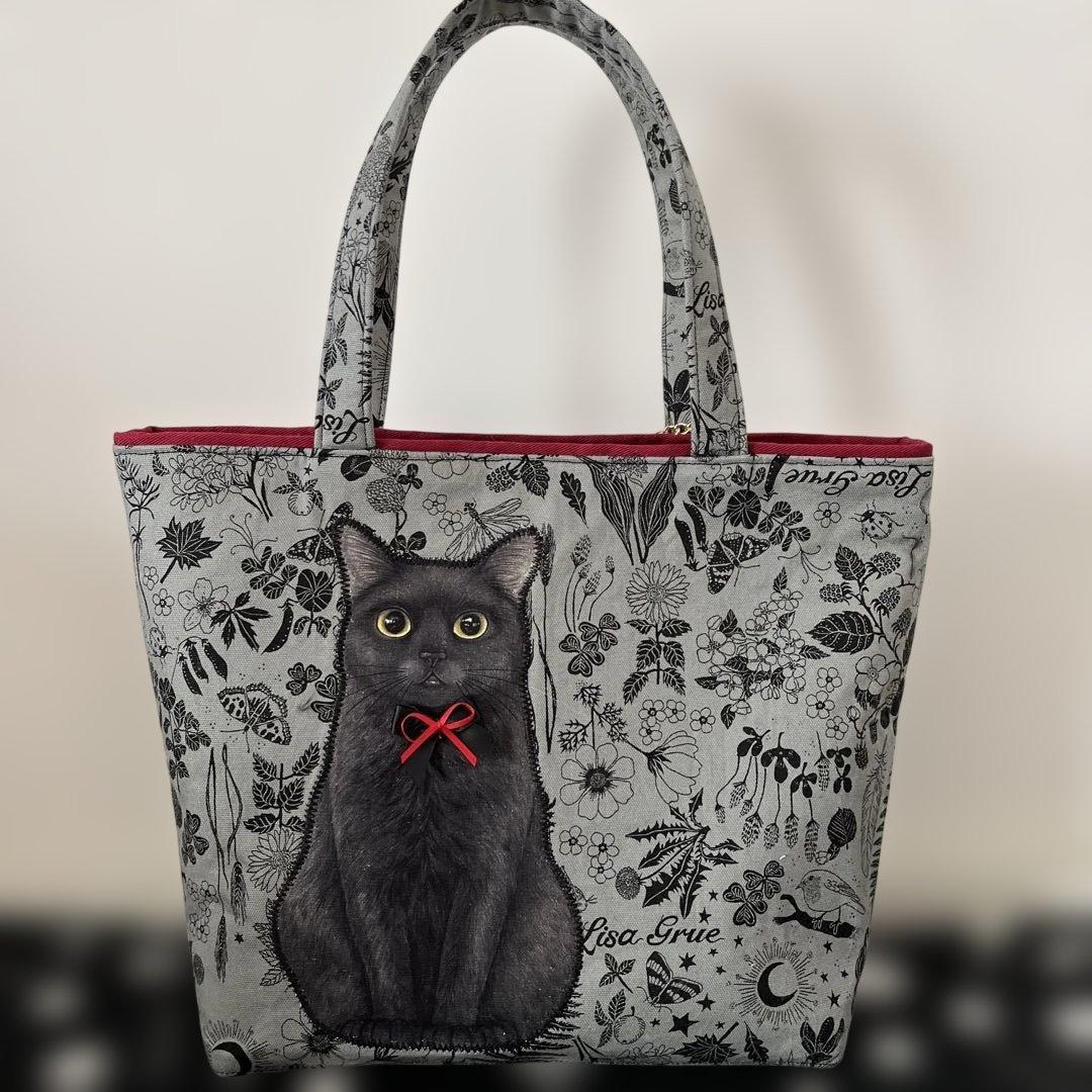 【ご確認中】黒猫コヤンイサムチョン　トートバッグ　　ハンドメイド