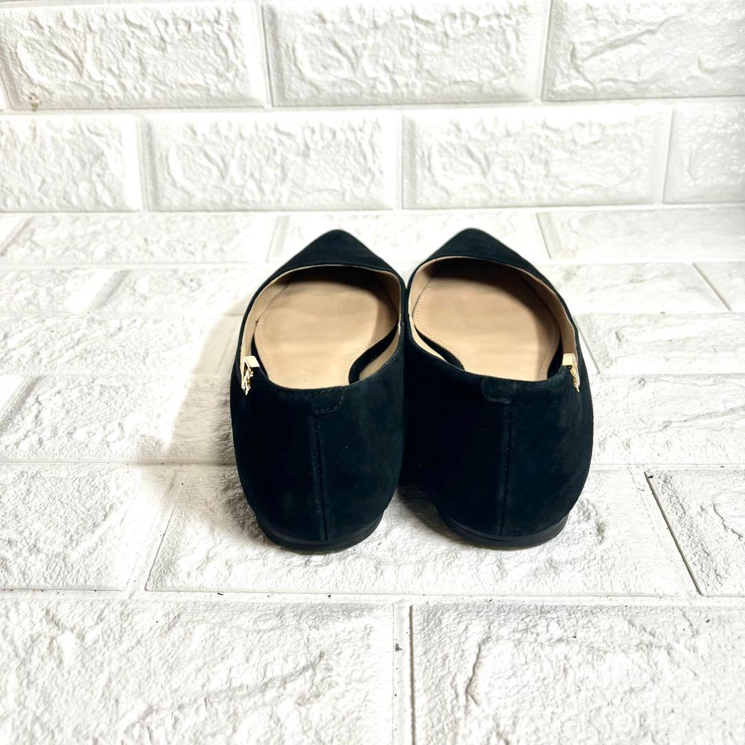 【美品】TORY BURCH メタルロゴ　ポインテッドトゥ フラットシューズ