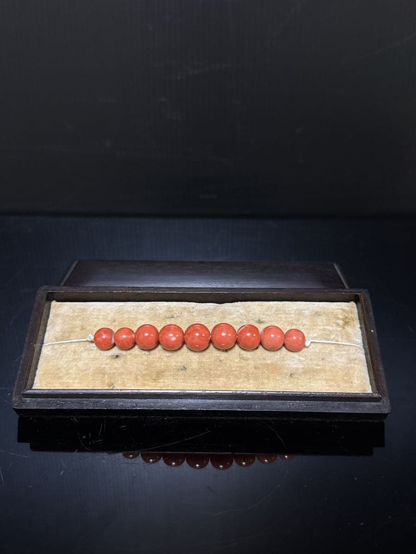 時代 本珊瑚 玉 緒締玉 髪飾 唐木箱付