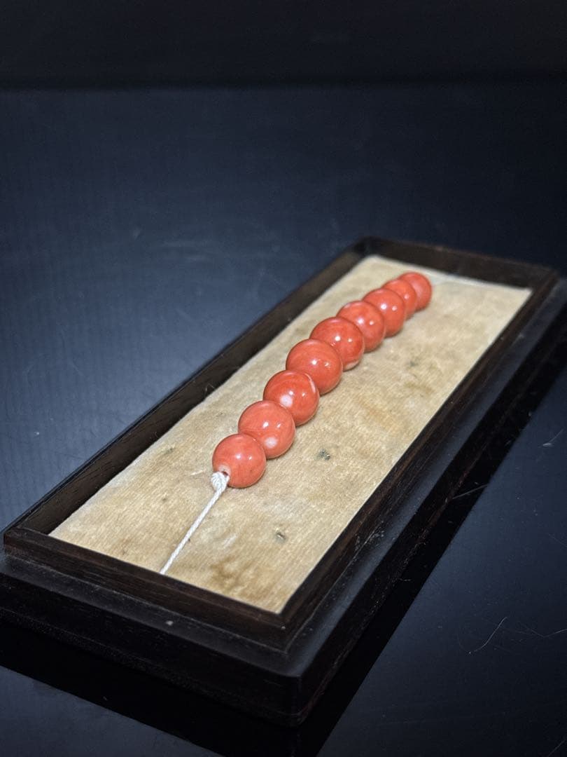 時代 本珊瑚 玉 緒締玉 髪飾 唐木箱付
