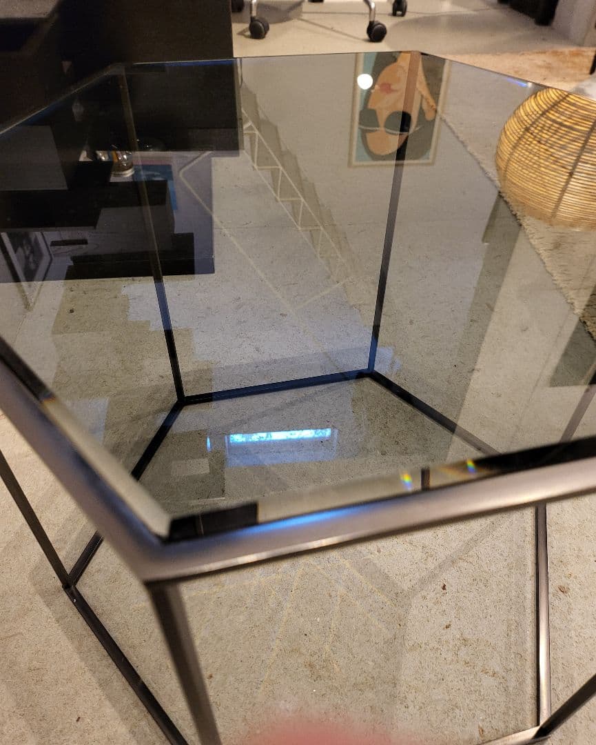 中古品 カッシーナイクスシー ヘキサゴン トリス サイドテーブル ガラス