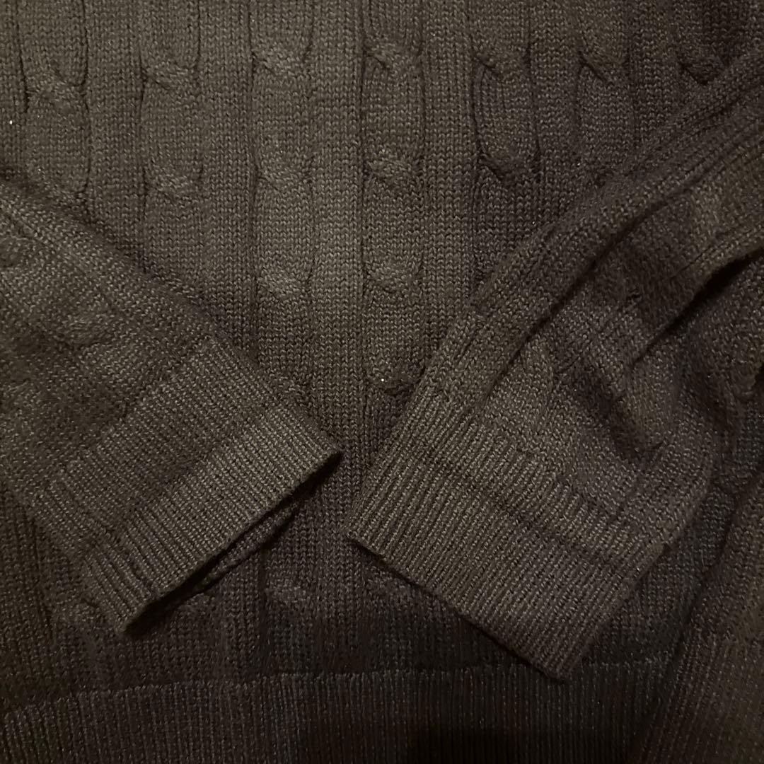 現行　ポロラルフローレン ハーフジップ ケーブルニット　黒ブラック