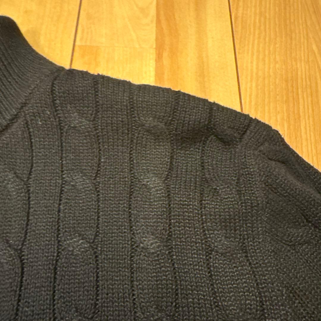 現行　ポロラルフローレン ハーフジップ ケーブルニット　黒ブラック