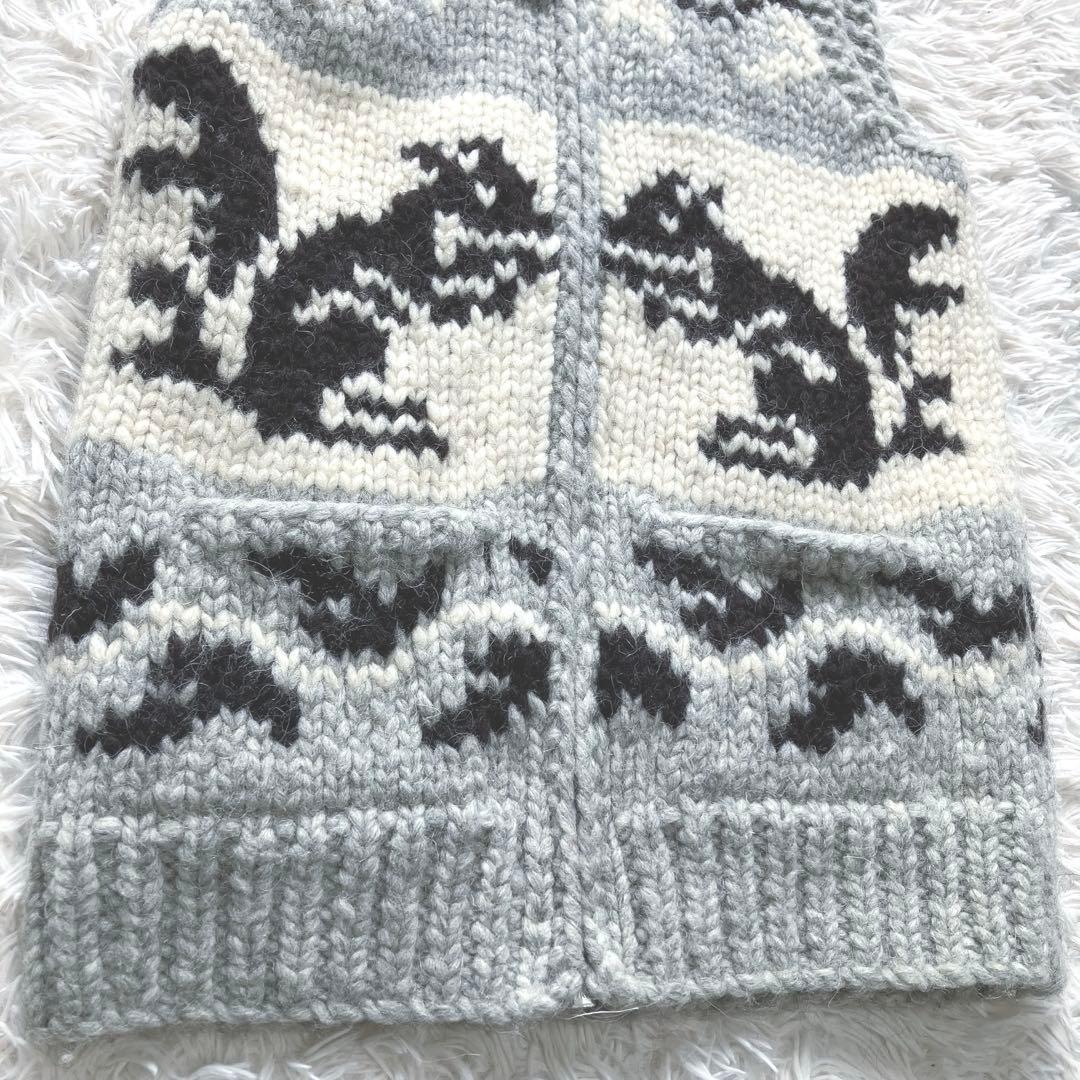 Kanata カナタ ニット ベスト カウチン ジップ リス 希少 カナダ製 S