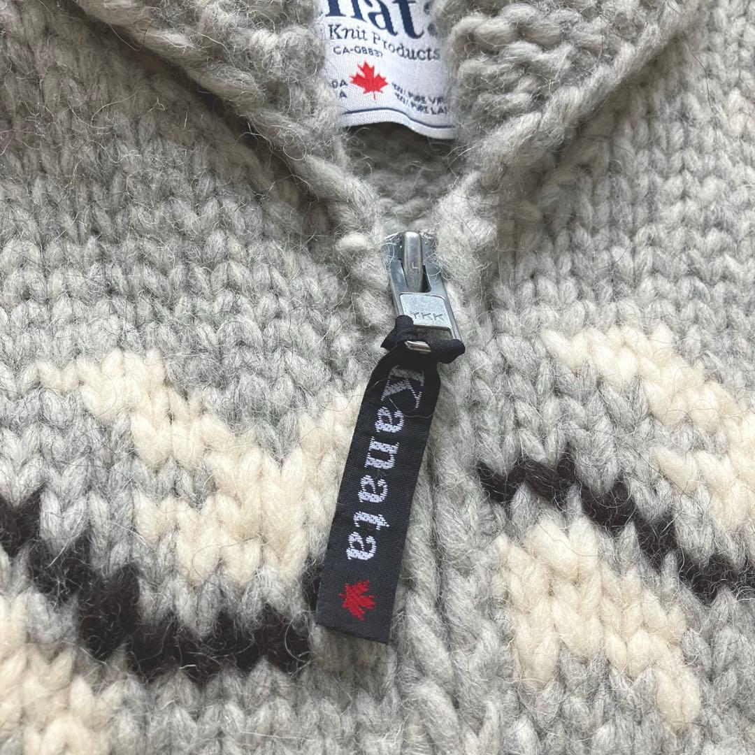 Kanata カナタ ニット ベスト カウチン ジップ リス 希少 カナダ製 S