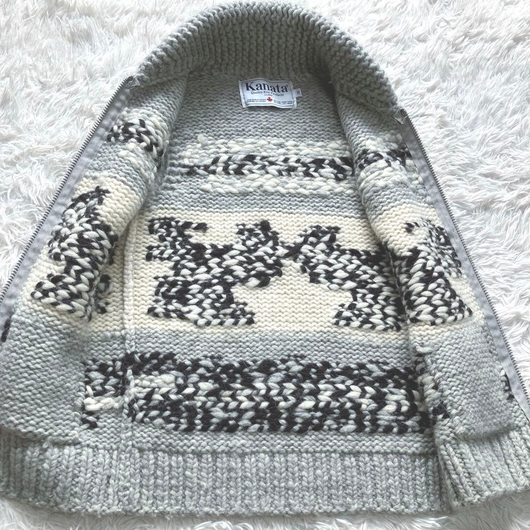 Kanata カナタ ニット ベスト カウチン ジップ リス 希少 カナダ製 S