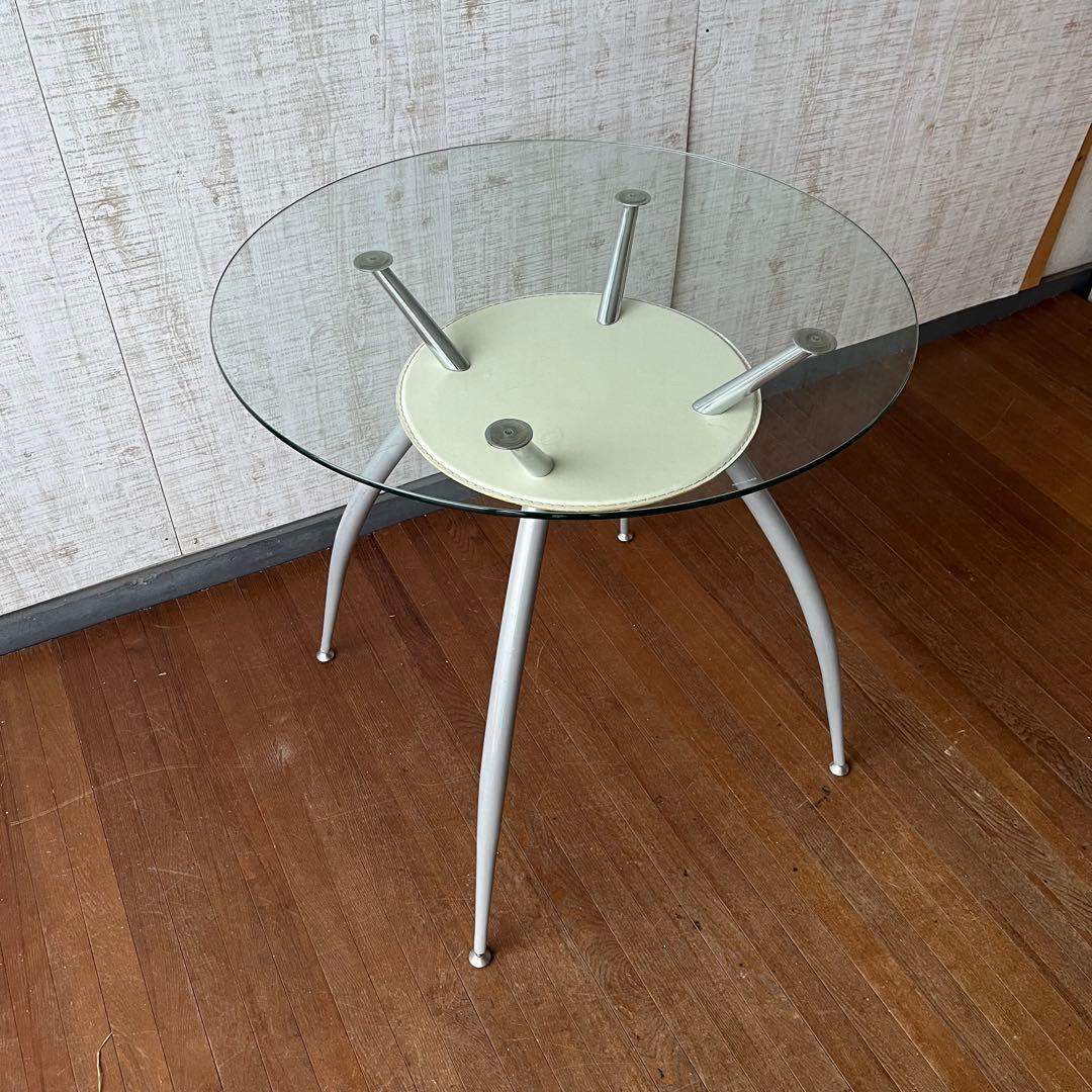 【アンティーク】ガラステーブル ダイニングテーブル 丸型 ポストモダン 古家具