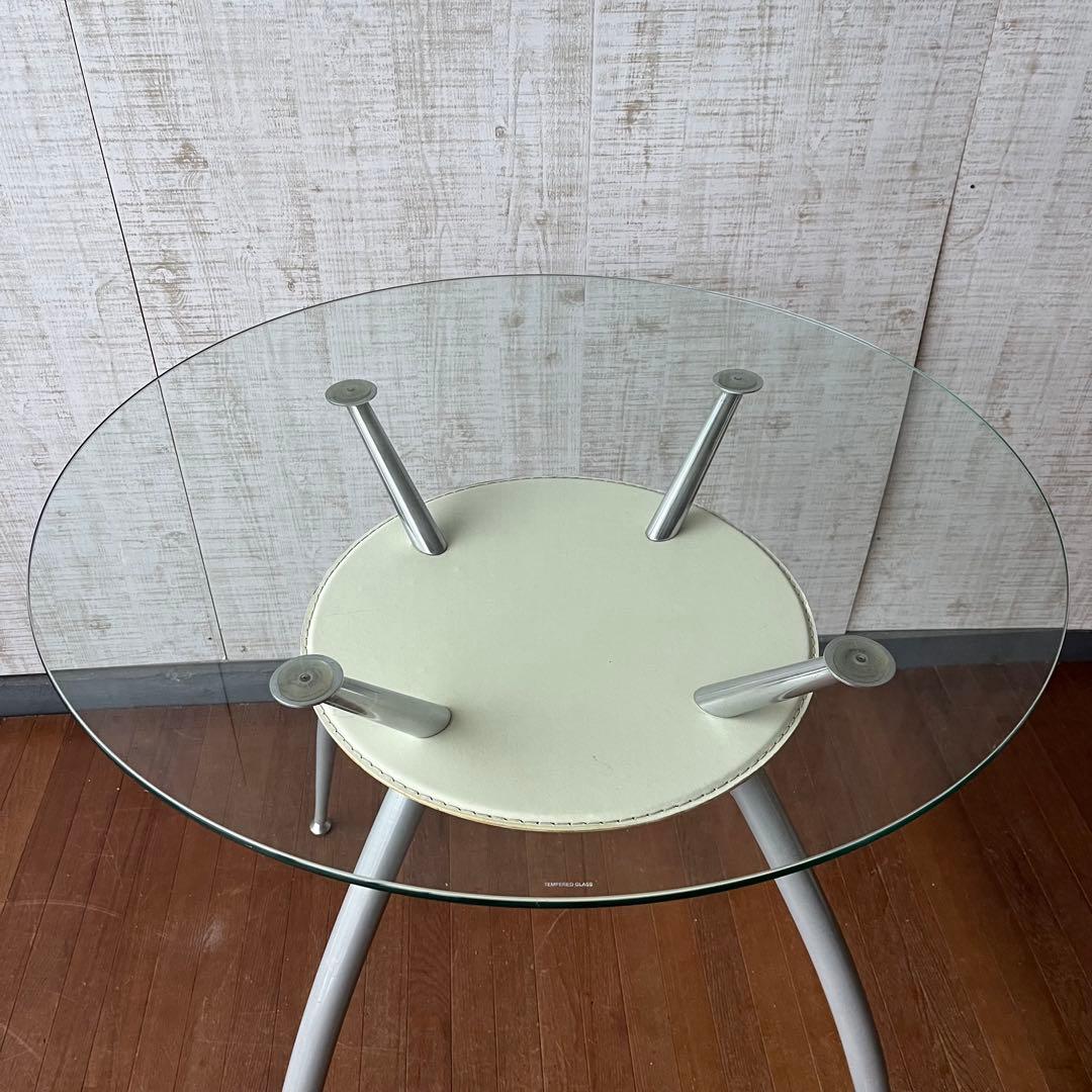 【アンティーク】ガラステーブル ダイニングテーブル 丸型 ポストモダン 古家具