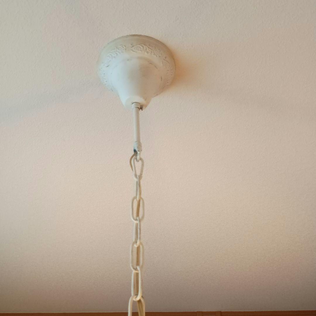 シャンデリア　シャビーホワイト　5灯 LED電球付　クリスタルガラス　注意点有り