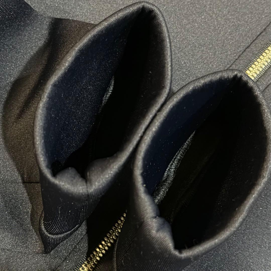 ムータマリン　ボンディングパーカー　ワッペン　2way　ファー　フード　紺　M