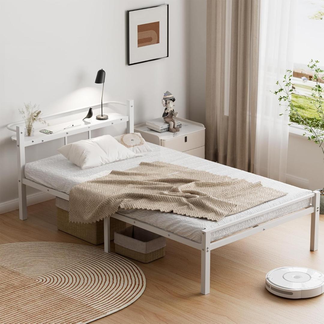 最終価格‼️ 1/28まで‼️ ベッドフレーム シングル 2口コンセント ホワイト