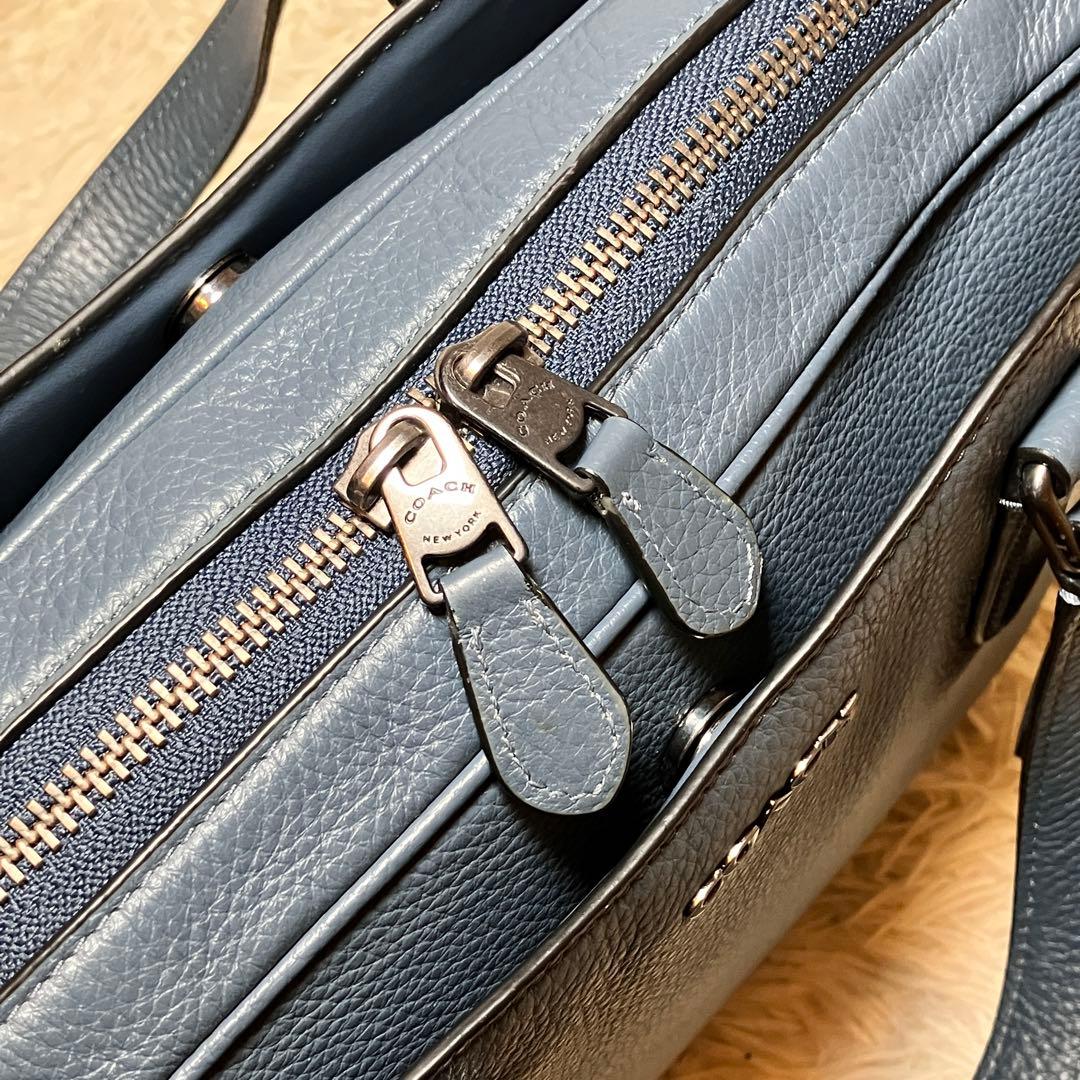 ☆良品☆ コーチ ブリーフケース グラハム 2way A4 レザー ブルー