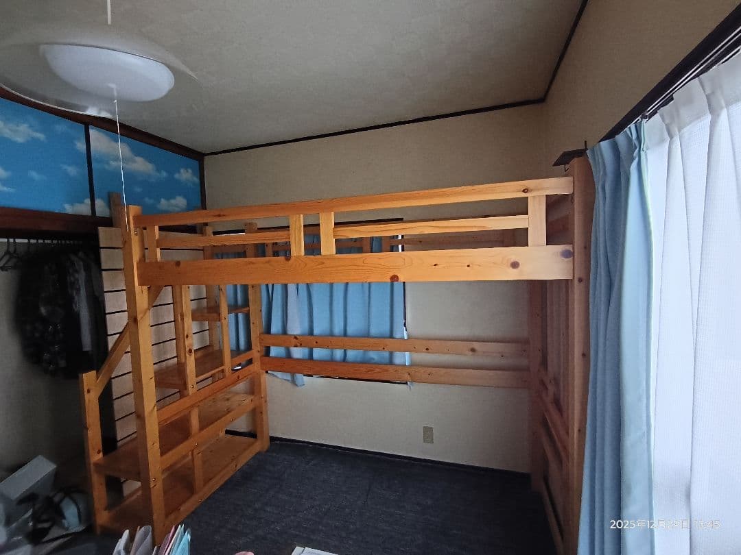 【福岡市限定】ロフトベッド 階段 ハイタイプ 木製無垢材 → 市内配達相談可