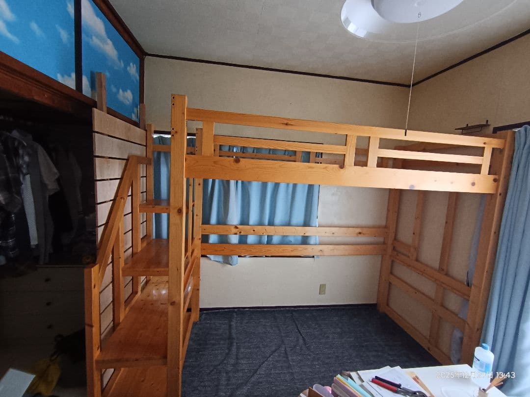 【福岡市限定】ロフトベッド 階段 ハイタイプ 木製無垢材 → 市内配達相談可