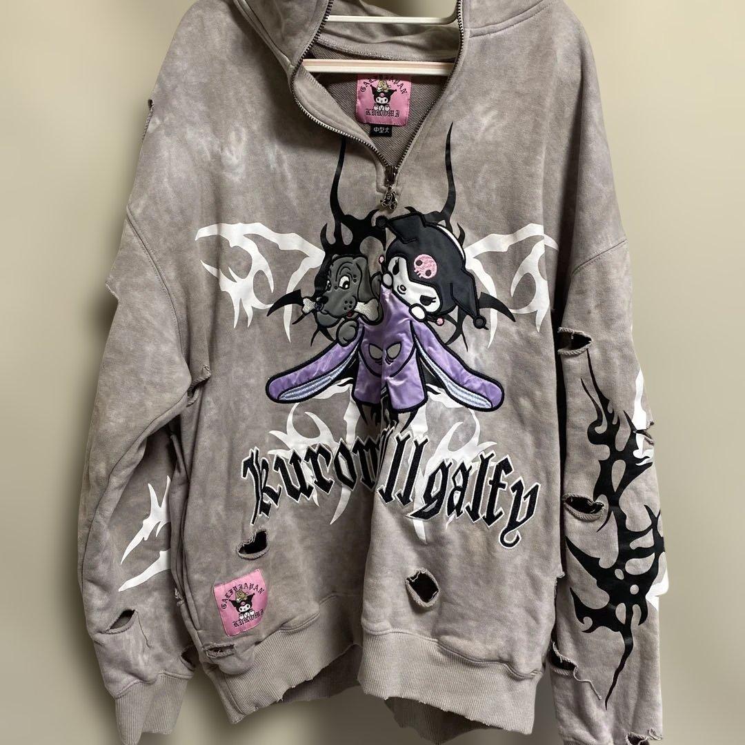 GALFY／ガルフィー＆クロミ・イルガルフィームラ染めハーフZIP (グレー)