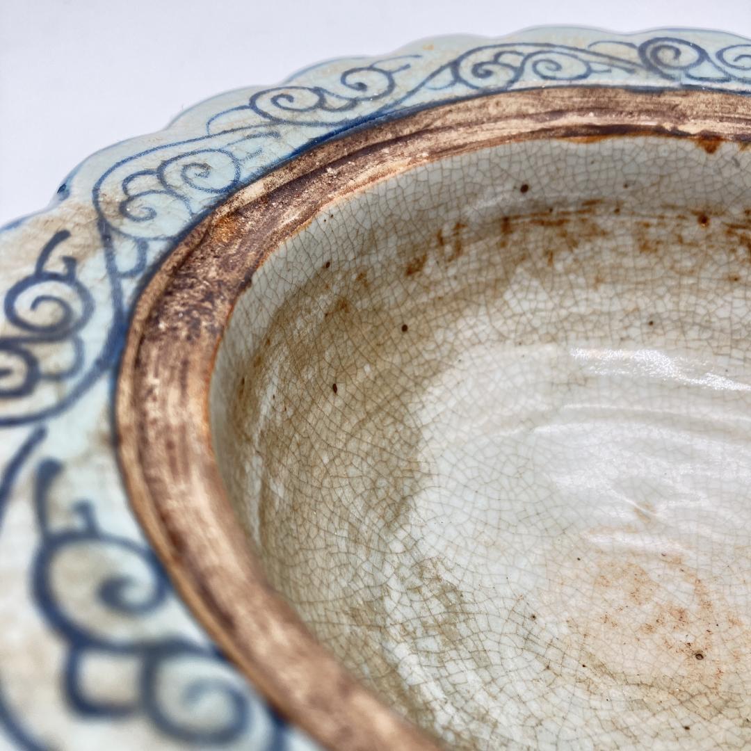 中国美術　元時代　青花唐草釉裏紅蓋物　大元国至正八年 中国古陶磁