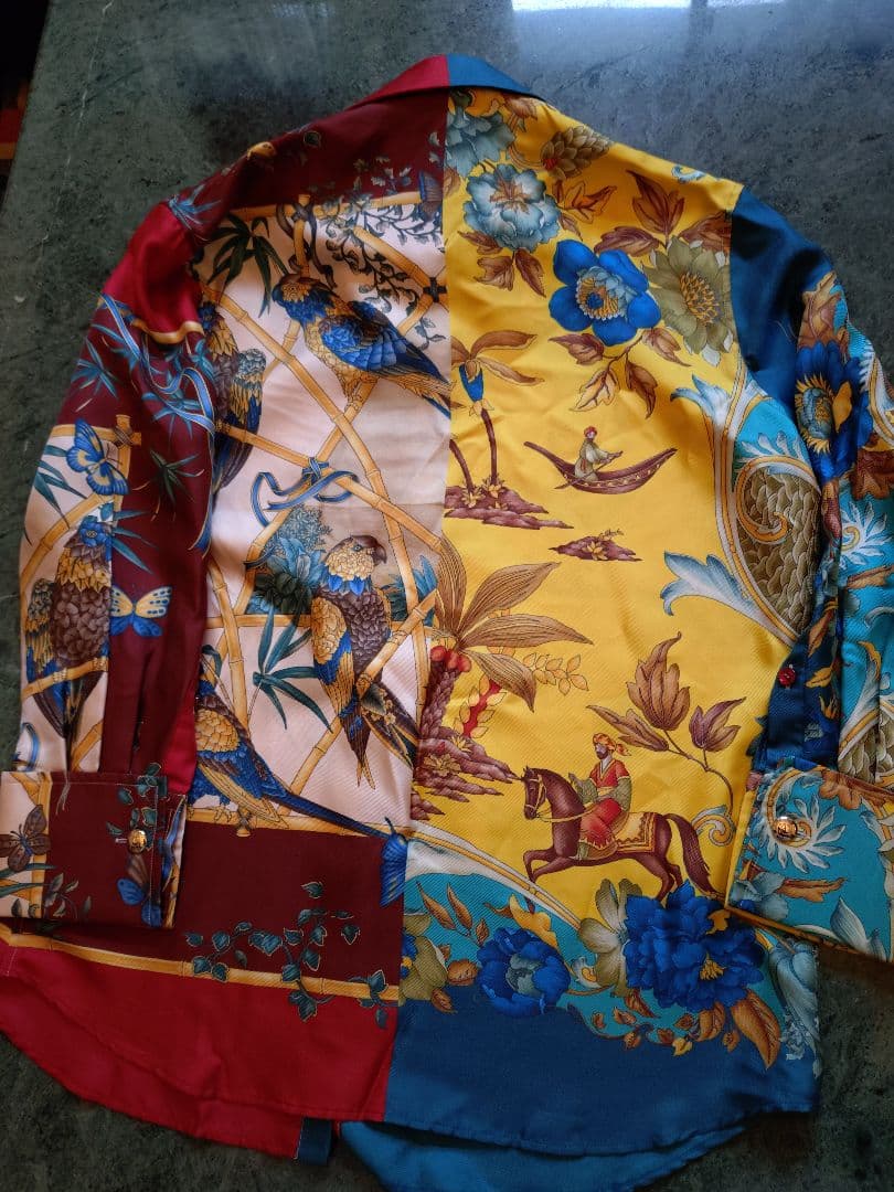 美品 Salvatore Ferragamo アシンメトリー シルク ブラウス