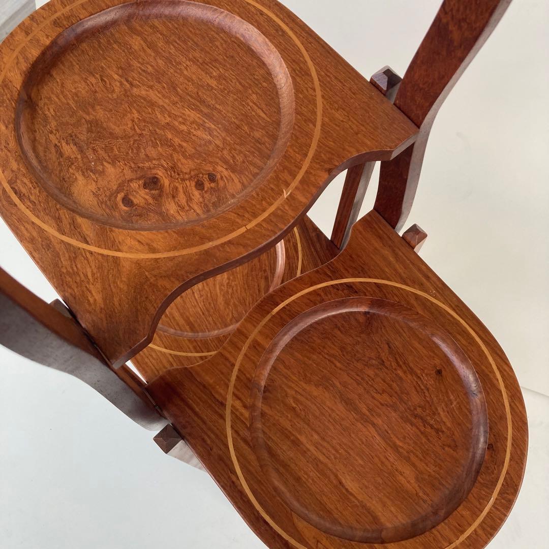 希少 ヴィンテージ ケーキスタンド スリーティアーズ 折りたたみ 北欧　チーク