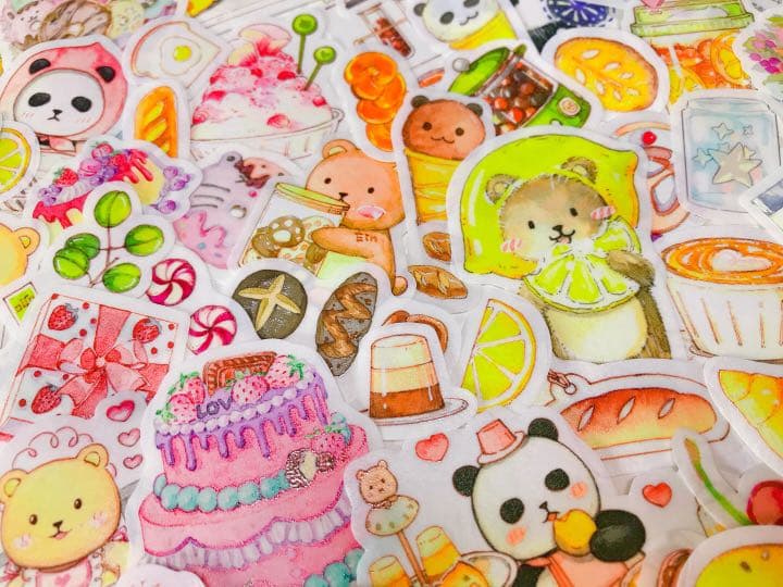 可愛いい❤️❤️フレークシール( ⸝⸝•ᴗ•⸝⸝ )くまパンの仲良し喫茶店♡♡新柄