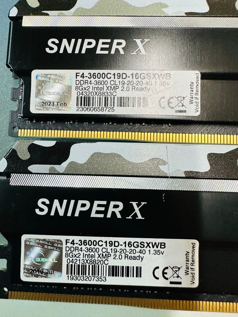 ④ 各社DDR4-3600 32GB　（8GB*4）。