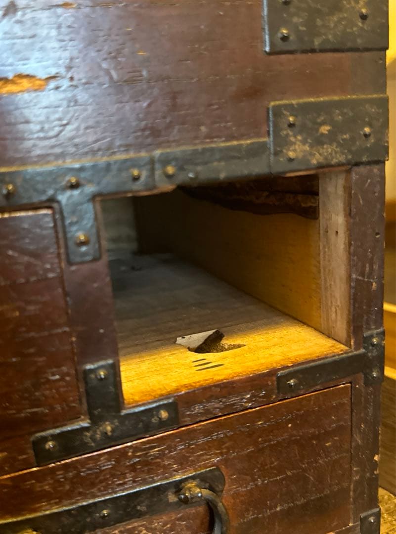 724 時代箱 収納箱　小物入れ　小引出し　墨道具入れ　古道具