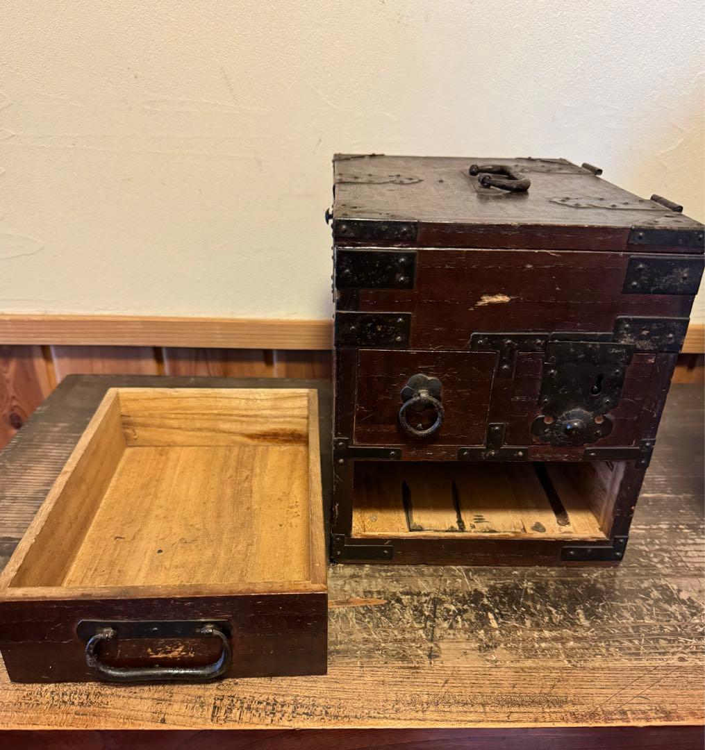 724 時代箱 収納箱　小物入れ　小引出し　墨道具入れ　古道具