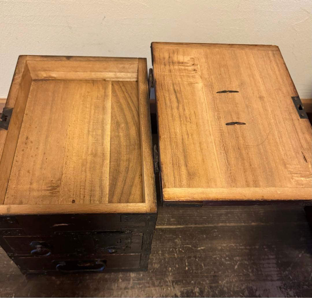 724 時代箱 収納箱　小物入れ　小引出し　墨道具入れ　古道具