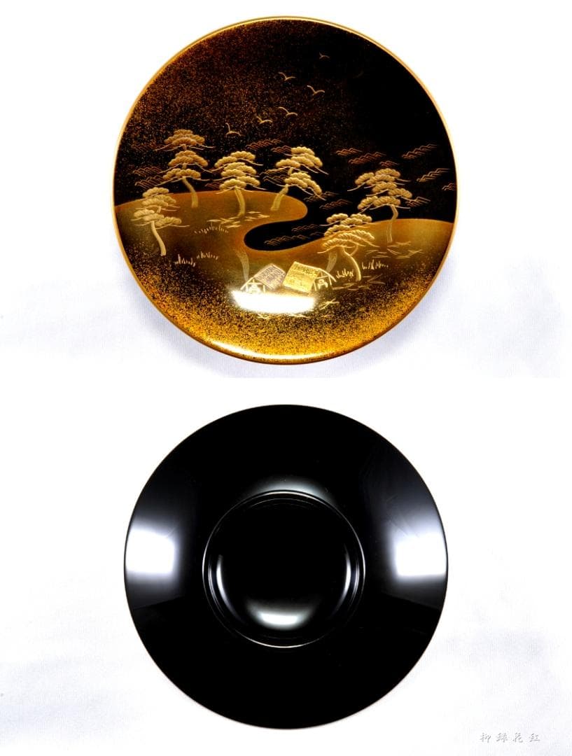 堂畑勝峯 輪島塗 塩釜蒔絵 茶托・銘々皿 五 共箱