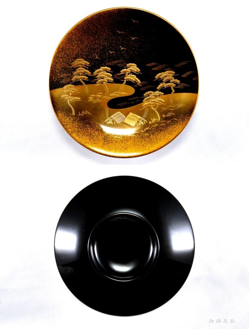 堂畑勝峯 輪島塗 塩釜蒔絵 茶托・銘々皿 五 共箱