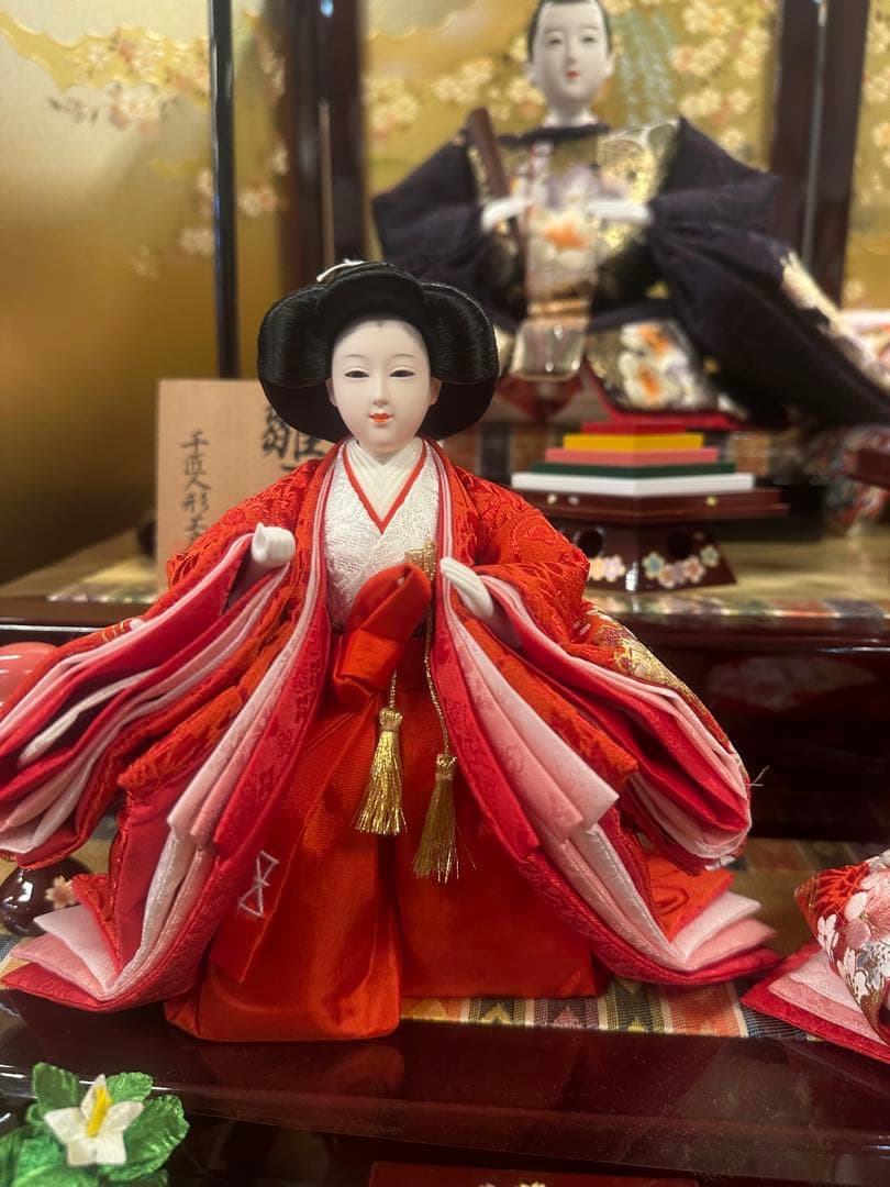 雛人形 三段飾り 五人飾り 収納台付き 金屏風 ぼんぼり付き 新品未使用