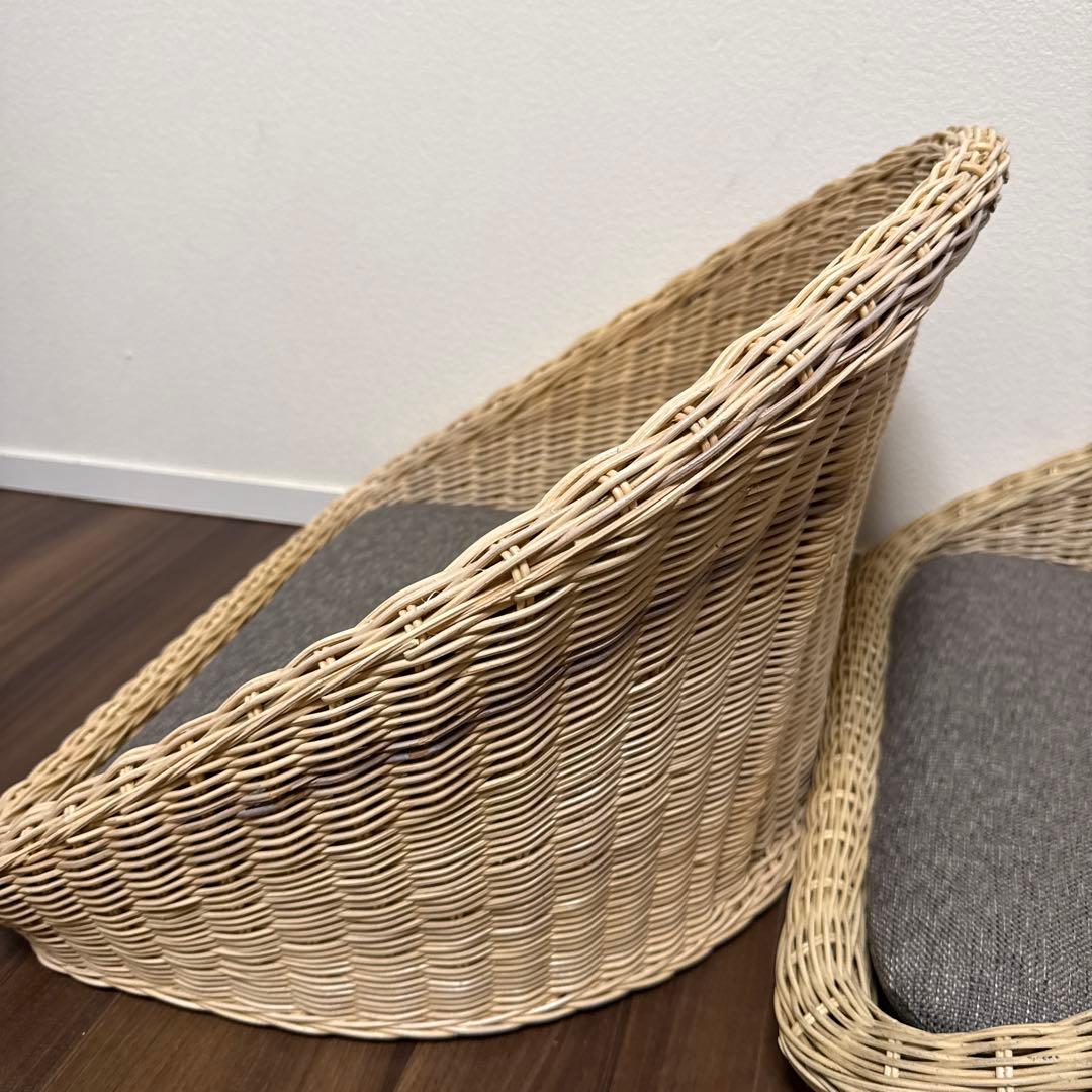 【良品】関家具 フロアチェア 座椅子 ラタン ２脚セット