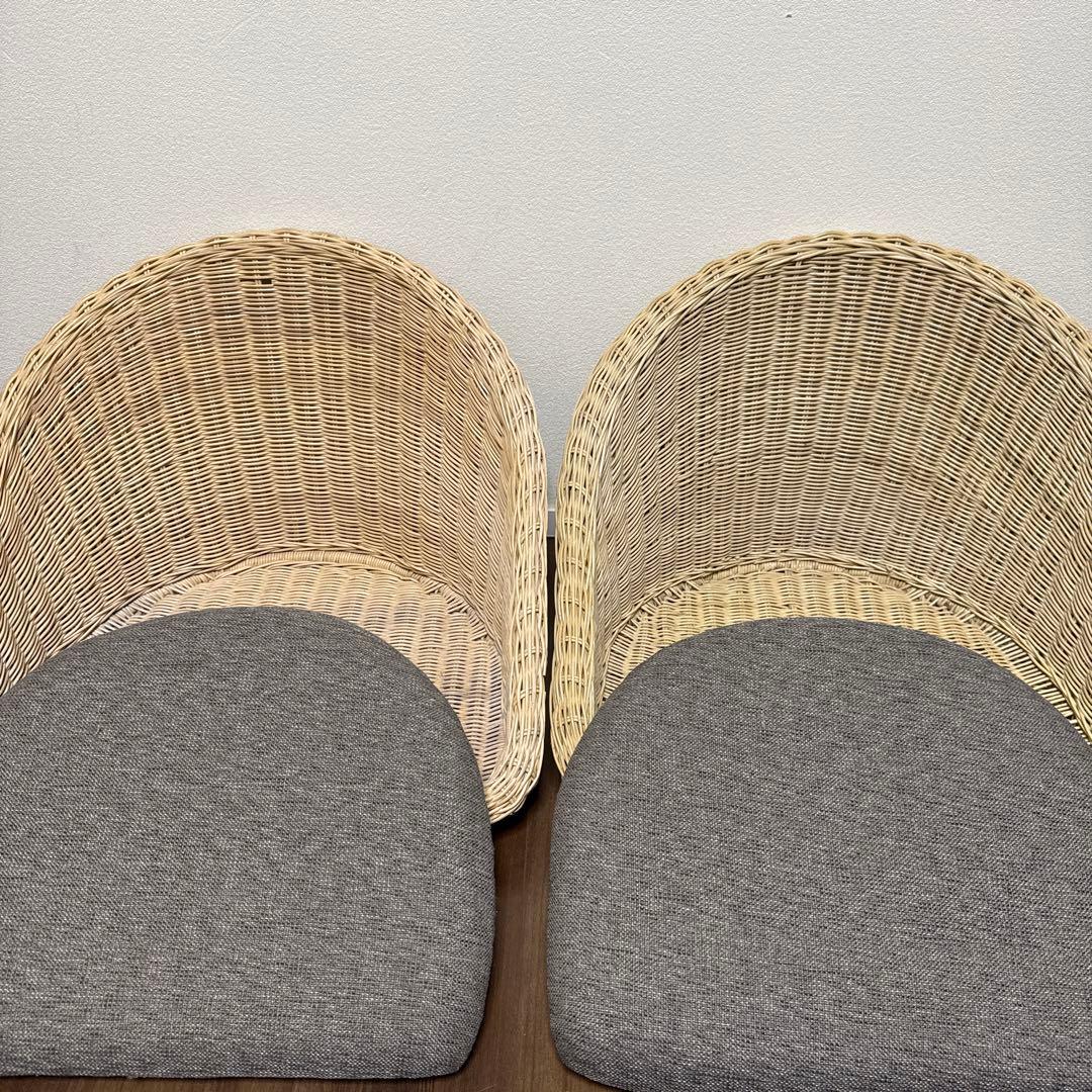 【良品】関家具 フロアチェア 座椅子 ラタン ２脚セット