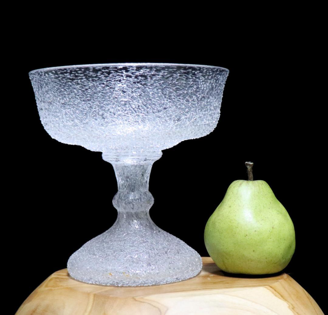 オールド・バカラ 春海商店特注品 大型 氷硝子高台皿 美術器 コンポート うつわ