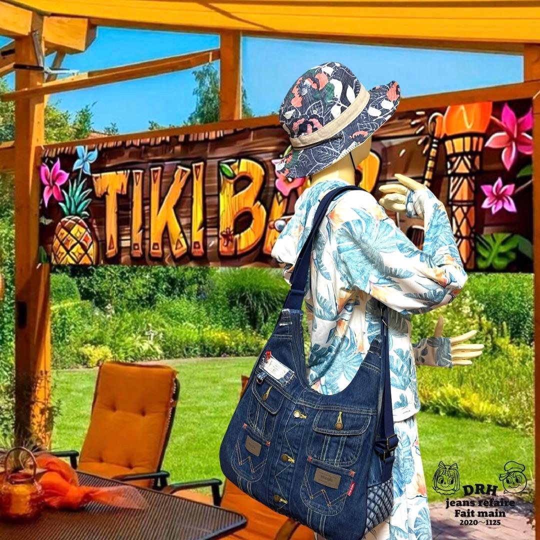 デニムリメイクバッグ 多機能性 Lサイズ