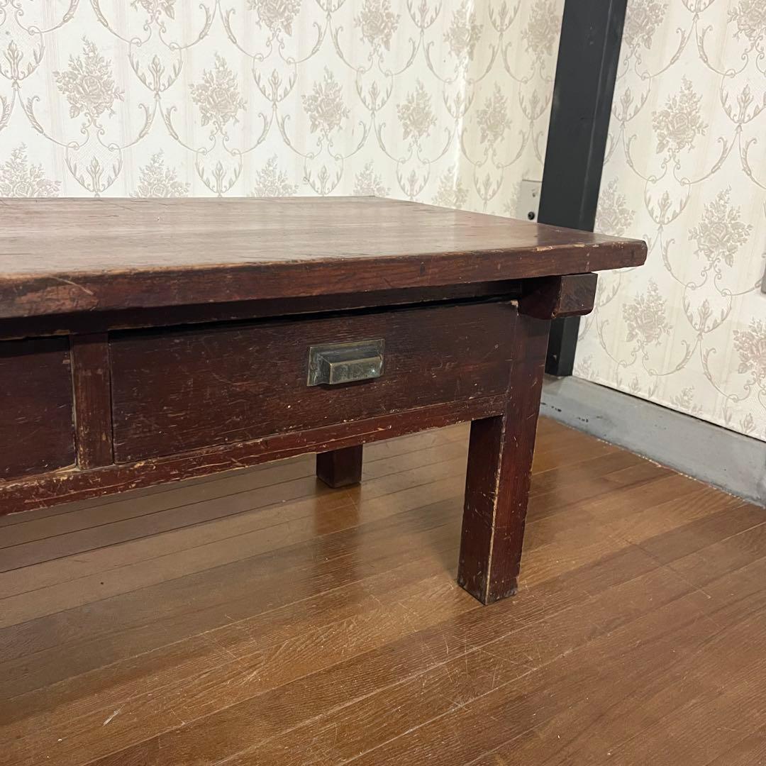 【アンティーク】木製 無垢材 文机 座卓 コーヒーテーブル 古民家 古家具