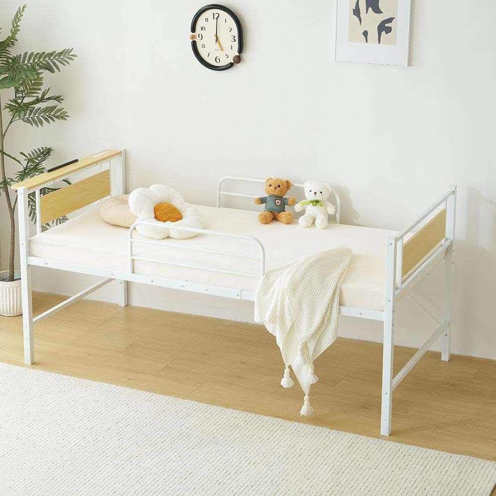 ロータイプベット（S） ロング 高さ調節 3段階 パイプ ベット　WHITE